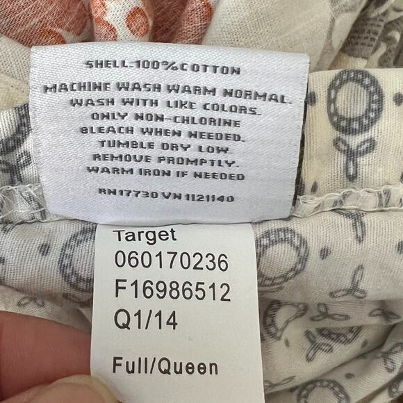 Threshold Duvet Cover Full Queen Boho Medallion Orange Gray Paisley - Picture 8 of 8